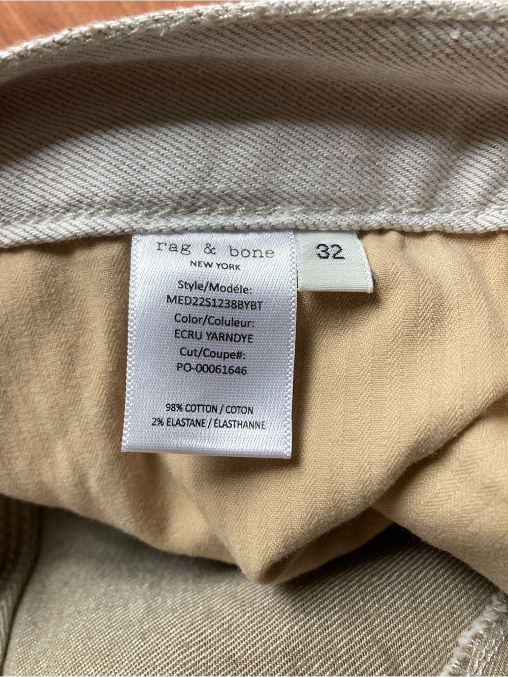 Rag & Bone Miramar Soft French Terry Cotton Stretch Jeans Mens 32x27 Button Fly - Picture 3 of 9